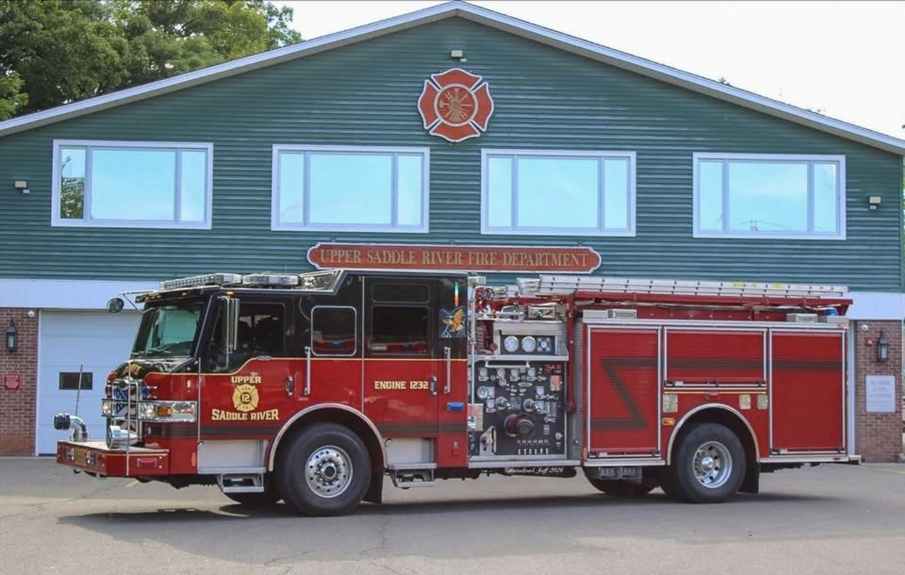 Upper Saddle River Fire Department Engine 1232 parked in front of the fire station